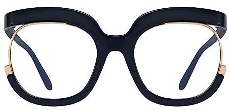 AOOLIA Stilvolle Runde Lesebrillen Sehhilfe Augenoptik Brille Lesehilfe für Damen Herren Blaufilter Brille für PC TV Gaming & Handy (Schwarz, 1, Dioptrien)