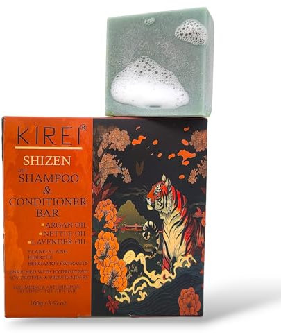 Kirei Shampoo Bar, 2in1 Shampoo & Conditioner Bar, volumengebend für dünnes oder feines Haar, Lavendel/Argan/Nessel, ganz natürliche vegane Formel, SHIZEN 100g.