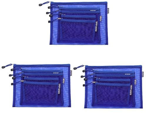 COHEALI 15pezzi Borse Documenti Con Cerniera Rete Da Borse Porta Documenti Impermeabili e Trasparenti Per Ufficio e Scuola Blu