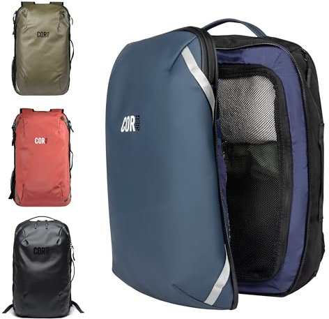 COR Surf Travel Backpack, Carry-On Backpack in zulässiger Handgepäckgröße, wasserfeste Reißverschlüsse, Geheimfächer, ergonomische Schultergurte, Laptop-backpack - The Island Hopper, 28L, Navy Blue
