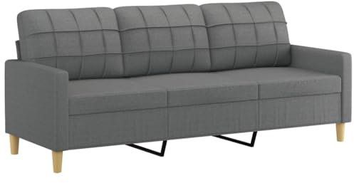vidaXL Sofa 3 Sitzer, Couch für Wohnzimmer, Polstersofa mit Metallgestell, Loungesofa Sitzmöbel Stoffsofa Dreisitzer Wohnzimmersofa, Dunkelgrau Stoff