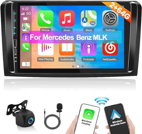 2+64G Android 13 Android Autoradio für Mercedes Benz M-Klasse(alle) ML350 ML320 ML280 ML500 2005-2011 - Apple Carplay und Android Auto - 9 Zoll Touchscreen Radio Bluetooth GPS WiFi