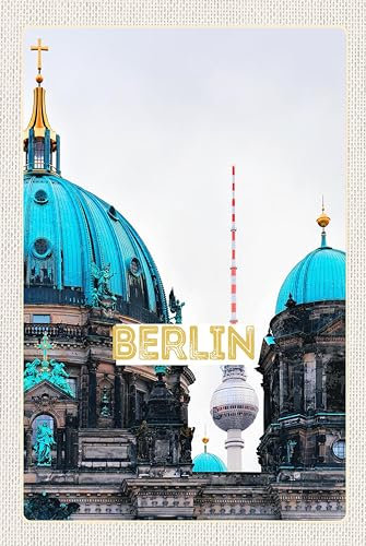 AGDeko® Blechschild 18x12 cm Berlin Deutschland Fernseht. zum Aufhängen oder Stellen Raum Dekoration