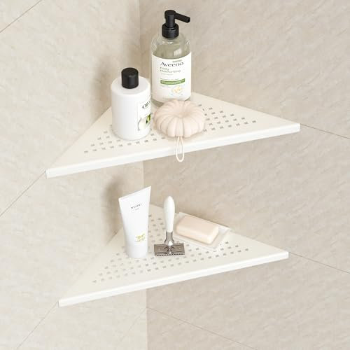 Neodrain Lot de 2 étagères d'angle en acier inoxydable 304 pour salle de bain et cuisine Blanc