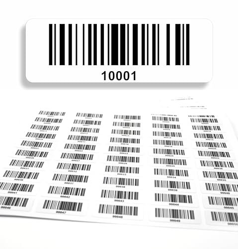 Barcodeetiketten 10001-11000 fortlaufend 5-stellig DGUV Prüfung Barcode Etiketten 1.000 Stck Strichcode Elektrotechnik Code128 selbstklebend 50x17mm (10001-11000)