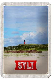 Femer Blechschild Reise 12x18cm Sylt Insel Deutschland Dünen Schild