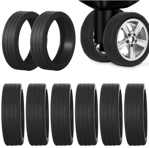 Kotkiddy 8 pezzi di protezione per ruote in silicone per bagagli, protezione rotolo, protezione per il rotolo, per il viaggio, valigia (nero)