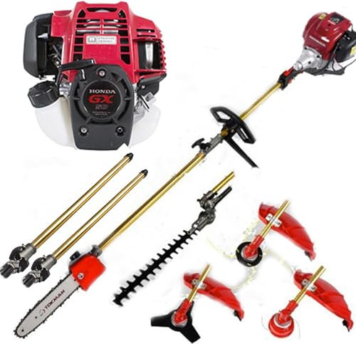 GX50 4 tempi 5 in 1+ 2 poli Tagliasiepi Cesoia alimentata a gas Sega a palo Mangia erbacce Attrezzo da giardino