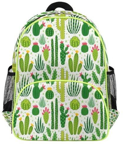 TropicalLife Grüner Kaktus-Rucksack für Kinder, Mädchen, Jungen, Kaktus-Drucke, niedlicher kleiner Kleinkind-Rucksack, Büchertasche, Schule, Reisen, lässiger Tagesrucksack, farbig, 11.7 L