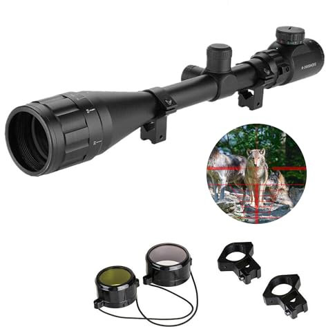 JNGLGO Zielfernrohr 6-24x50AOEG mit Montage 11mm Gewehrzielfernrohre Rot & Grün Punkt Visier Luftgewehr für Taktische Jagd