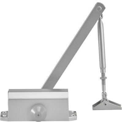 T&K Chiudiporta idraulico automatico regolabile, argento adatto per 40-60KG, Posizionamento a 90°, comando a due stadi, chiudiporta ammortizzato