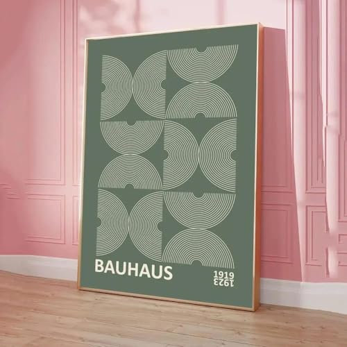 SHINERING Abstraktes Bauhaus Grüne Farblinien Modernes Poster Klassische Vintage Poster Wandkunst Retro Poster Für Zuhause Zimmer Wanddekoration A2 60X80Cm Kein Rahmen