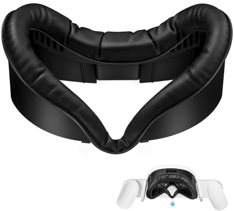 SUPERUS Upgraded Facial Interface & Face Cover Pad Compatible with Meta/Oculus Quest 3 Accessories, Unique Design for Official Charging Dock, Anti-Light Leakage Soft PU Face Cushion Pad for Quest 3