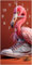 Wallario Design-Wanduhr Flamingo im Sneaker aus Glas, Motiv-Uhr Größe 30 x 60 cm, weiße Zeiger