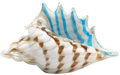 XRYUXECJ Statue de Coquillage en Verre, Ornements de conque Lot de 2 Objets en Verre soufflé à la Main for Tables à Manger, Salons, étagères, Aquarium