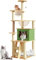 Mekidulu Cat Tree,145cm Cat Tree For Indoor Cats - Multi-Level Condo with 2 Bowls,1 House,2 Perches,1 Ladder,1 Pompoms,Bearing weight 15kg（Green N3）