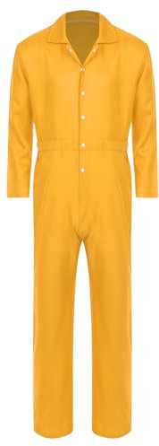 Aislor Herren Arbeitsoverall Langarm Bodysuit Jumpsuit Overall Arbeitsanzug Schutzanzug Arbeitskleidung Ganzanzug Schutzkleidung Gelb XL