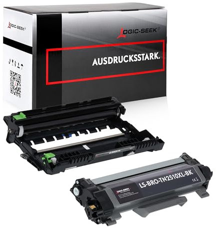 Logic-Seek TN2510XL + DR2510 Toner und Trommel kompatibel für Brother TN-2510XL/DR-2510 passend für HL-L2400DWE MFC-L2835DW DCP-L2660DW HL-L2445DW MFC-L2827DW ( 2er Set, Black)