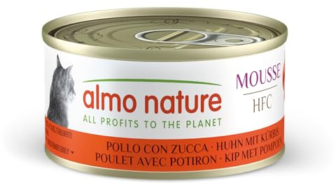 Almo Nature HFC Mousse Nassfutter für Katzen - Huhn mit Kürbis - 1,68 kg (24 x 70 g)