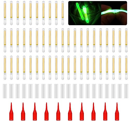 Lerpwige 50 Stück Angel-Lichtstäbe, Leuchtspitze, langlebig, leuchtende Angelrute, grüne, fluoreszierende Leuchtstäbe