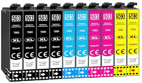 Jhaan 503XL Multipack Kompatibel für Epson 503 Kompatible mit Epson Workforce WF-2960DWF WF-2965DWF WF-2960 WF-2965 WF2960 WF2965 Expression Home XP5200 XP5205 XP-5200 XP-5205(10er-Pack)
