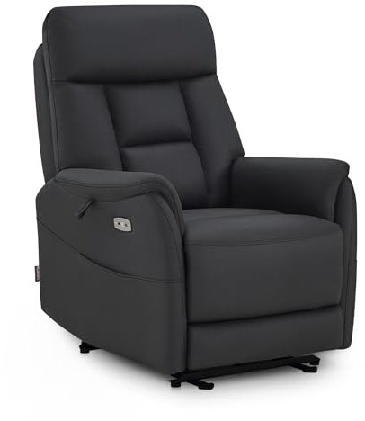 M MCombo Fernsehsessel Elektrisch Verstellbar, Relaxsessel mit Liegefunktion, Massagesessel 3 cm Wandnah, TV Sessel für Enge Räume, USB & Lendenkissen, Wohnzimmer, 7063 (Dunkelgrau)