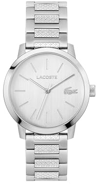 Lacoste Uhr mit DREI-Zeiger-Quarzwerk für Herren Kollektion Lacoste.12.12 Metropole mit Silbernes Edelstahlarmband - 2011420