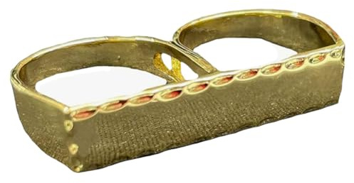 choebokdol two finger ring al different size and different design 14k gold plated brass material (Plain Degign, 10)