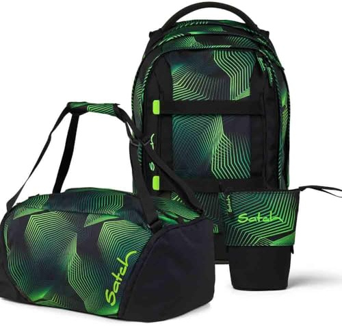 Satch Pack Pencil Slider Edition Schulrucksack Set 3tlg. inkl. Sporttasche (Seismic Green)