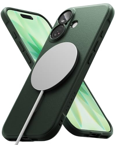 Ringke Onyx Magnetic für iPhone 17 Hülle, [Kompatibel mit MagSafe] Griffig rutschfest Anti-Fingerabdruck Kratzfest Stoßfest Schlankes Handyhülle mit Präzisen Kameraausschnitten - Dark Green