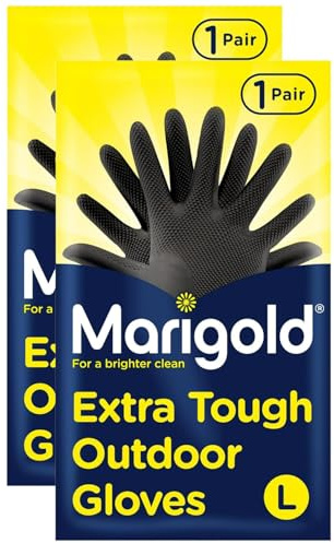 Marigold Extra Tough Outdoor Gloves Large (L) 2 Pairs - Supple & Comfortable Heavy Duty Gloves with Roll Top Cuffs Perfect for Heavy Duty Tasks, Washing Cars, Gardening and Outdoor Cleaning