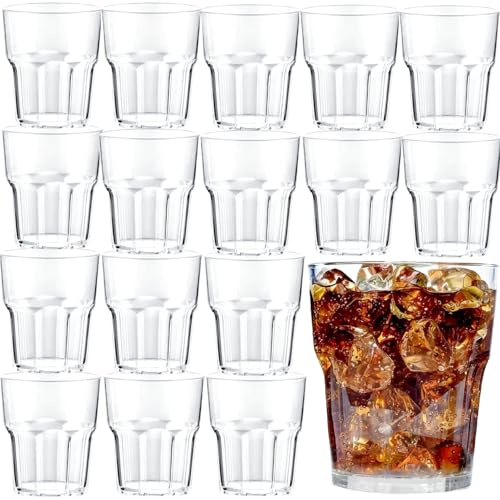 Küchera Reusable Plastic Glasses Acrylic Tumblers 260ml - 20 Packs Shatterproof, Dishwasher Safe Stackable Plastic Cups for All Drinks | Sturdy Design for Home, Outdoors, Christmas & New Year Parties