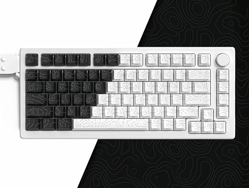 dagaladoo Touches PBT à Double tir pour Clavier mécanique, Touches topographiques Noir/Blanc, Touches de Touches personnalisées, Touches Cherry Profile pour Clavier américain 60% 75% 100%