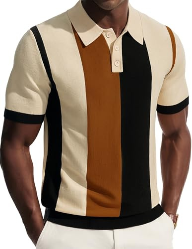 PJ PAUL JONES Polo de punto vintage de manga corta para hombre