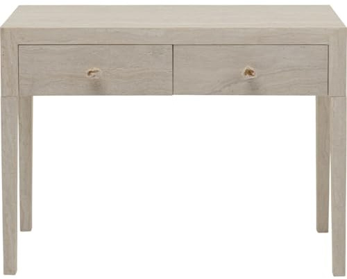 Kare Console Design Travertino Drawers - Beige - 77 x 100 x 40 cm - avec 2 tiroirs - Table de Rangement - Revêtement en marbre - Salon