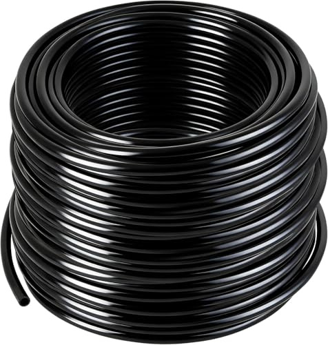 Rolcoassuns 60M 1/4 Drip Irrigation Tubing, Blank PVC Distribution Tubing for Drip Irrigation System, Drip Line Irrigation Hose for Quick-Connect Drip Irrigation Emitters