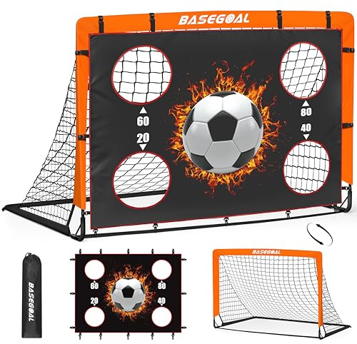 BaseGoal Porte da Calcio per Giardino con Tessuto Bersaglio 150x120cm