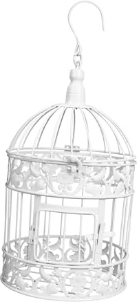 HANABASS Weißer Vogelkäfig aus Eisen im Europäischen Stil Dekorativer Schmuck für Hochzeitsfeier und Haushalt Kreative Desktop Aufbewahrung und Stilvolle Szenenlayout Dekoration