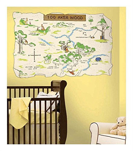RoomMates Disney Winnie the Pooh 100 Aker Holz Map GIANT Wandtattoo