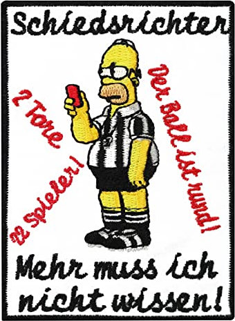 Fussball Aufnäher lustig - Simpson Patch Schiedsrichter Bügelbild Bestickt für Trikot - Fussball Geschenk Sport DIY Stoff-Applikation Shirt/Jacke/Tasche - 70x110mm