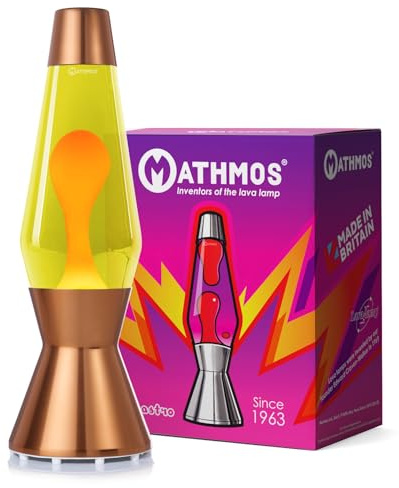 MATHMOS Astro Lava Lamp in Copper | UK Inventors of the 1963 Design Classic | Yellow & Orange Lava Lamps Handmade in Britain to the Highest Safety Standards