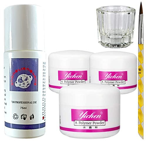 Warm Girl Acrylic Nail Kit - 3 Colors Pink, White, Clear - Acrylic Powder & Liquid Set with Nail Brush - No Lamp Needed - Professional & Home Use