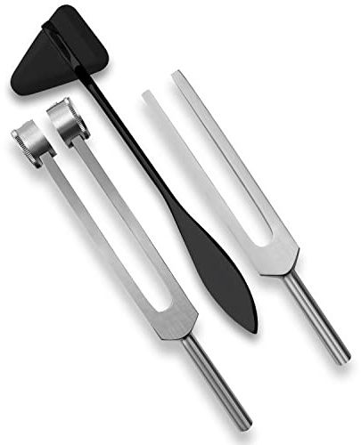 SURGICAL ONLINE Tactical Black Set aus 3 Aluminium Sensory Stimmgabeln C 128 512 + Taylor Schlaghammer Schlägel