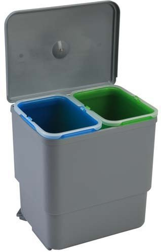 Smartix Kit Poubelle de Porte à Ouverture Automatique adapté à la Collecte sélective (bacs Inclus), Gris, 23.7 x 31.2 x 34 cm