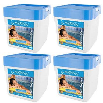 Miganeo Quattrotabs/Chlortabletten 200g - Multi-All-in-One 20 kg - Langsamlöslich | Effektiv | Neutralisierend & Stabilisierend