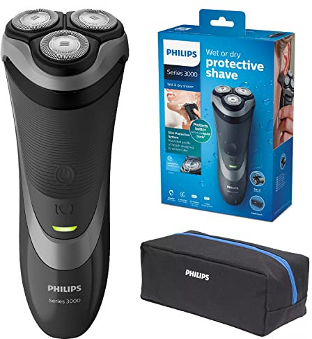 Philips Series 3000 Wet and Dry - Afeitadora eléctrica para hombre con recortadora desplegable y bolsa de viaje - S3560/11