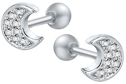 ZeSen Jewelry 16g Funkelnde Zirkonia Edelstahl-Bolzen-OhrRingee Tragus Helix Conch Knorpel-Ohr-Piercing (2) Mond