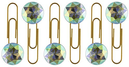 Idena 10424 - Büroklammern rosegold mit Kristall, 6 Stück