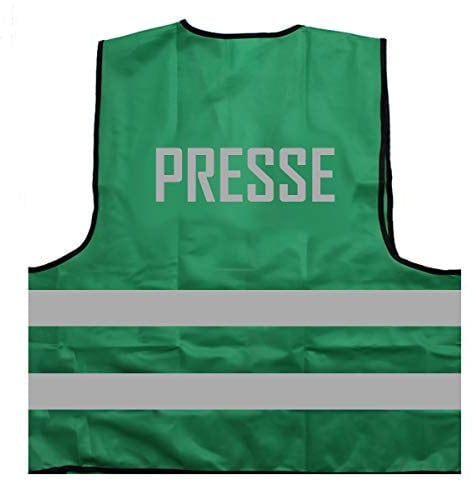 Warnweste - Signalweste - Presse - Warnweste mit reflektierendem Aufdruck - Größe S/M, Grün