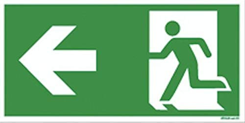 Fluchtweg Notausgang Schild Kunststoff nachleuchtend Pfeil links 400x200mm ASR